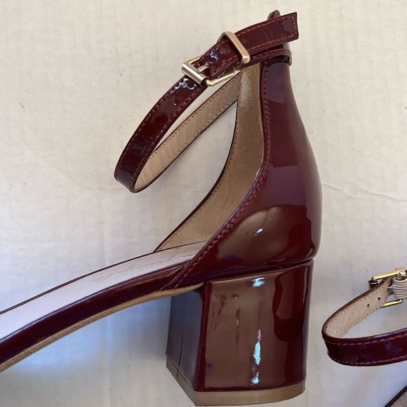 Free People Burgundy Red Patent Leather Ankle Strap Block Heels size 9 - Picture 12 of 12
